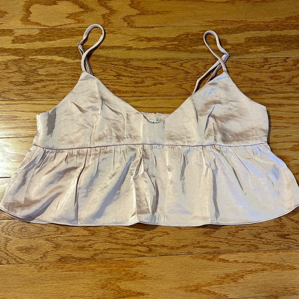 Signature Gray Tan Sleeveless Bustier Peplum Camisole
